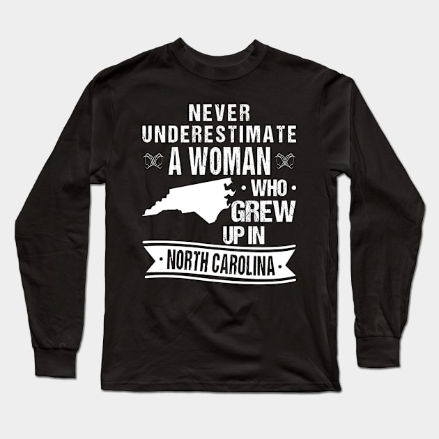 Vintage North Carolina Map Woman Long Sleeve T-Shirt by Humbas Fun Shirts